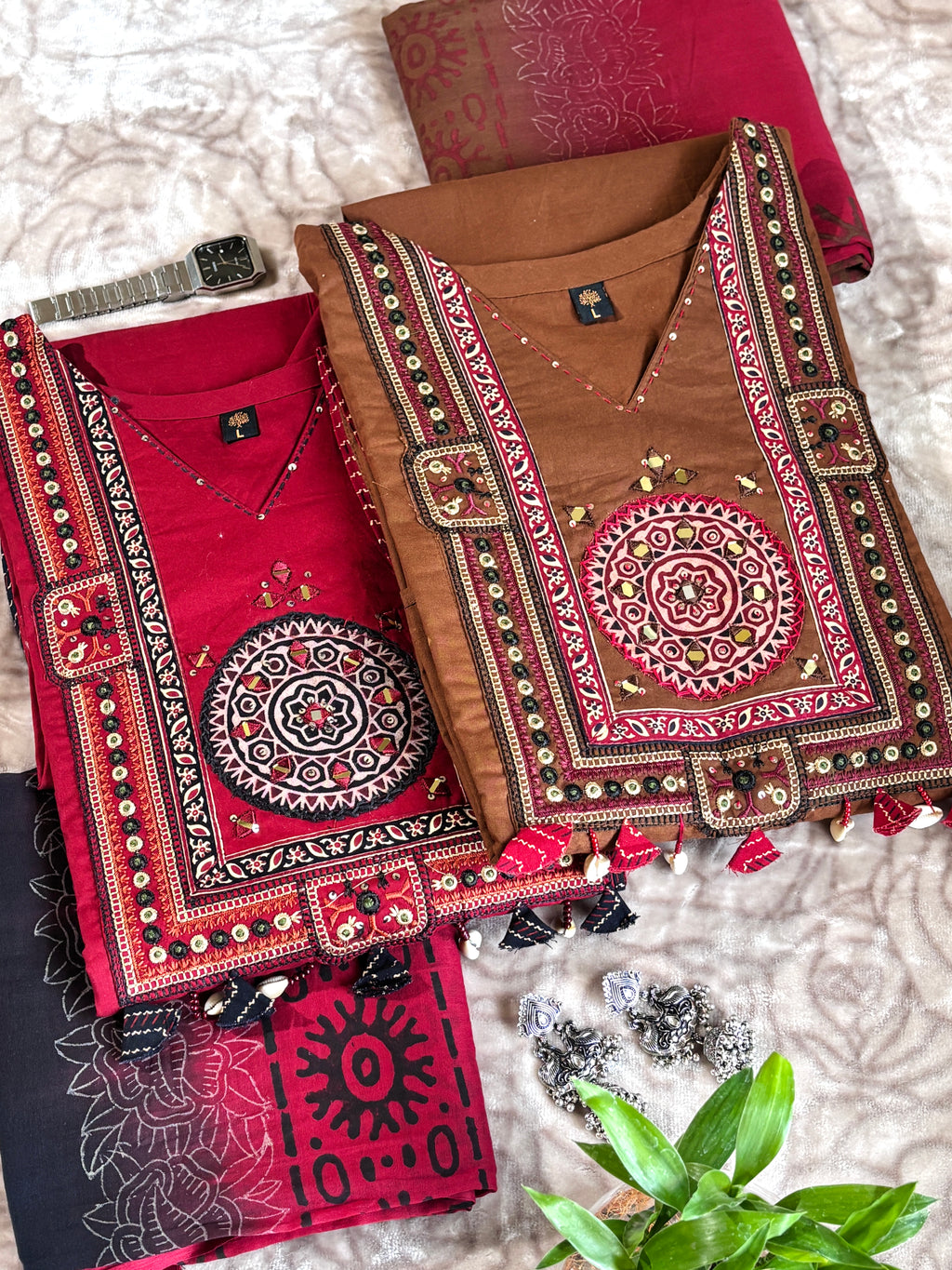 Mrida: Mirror Work Kurta Palazzo Set