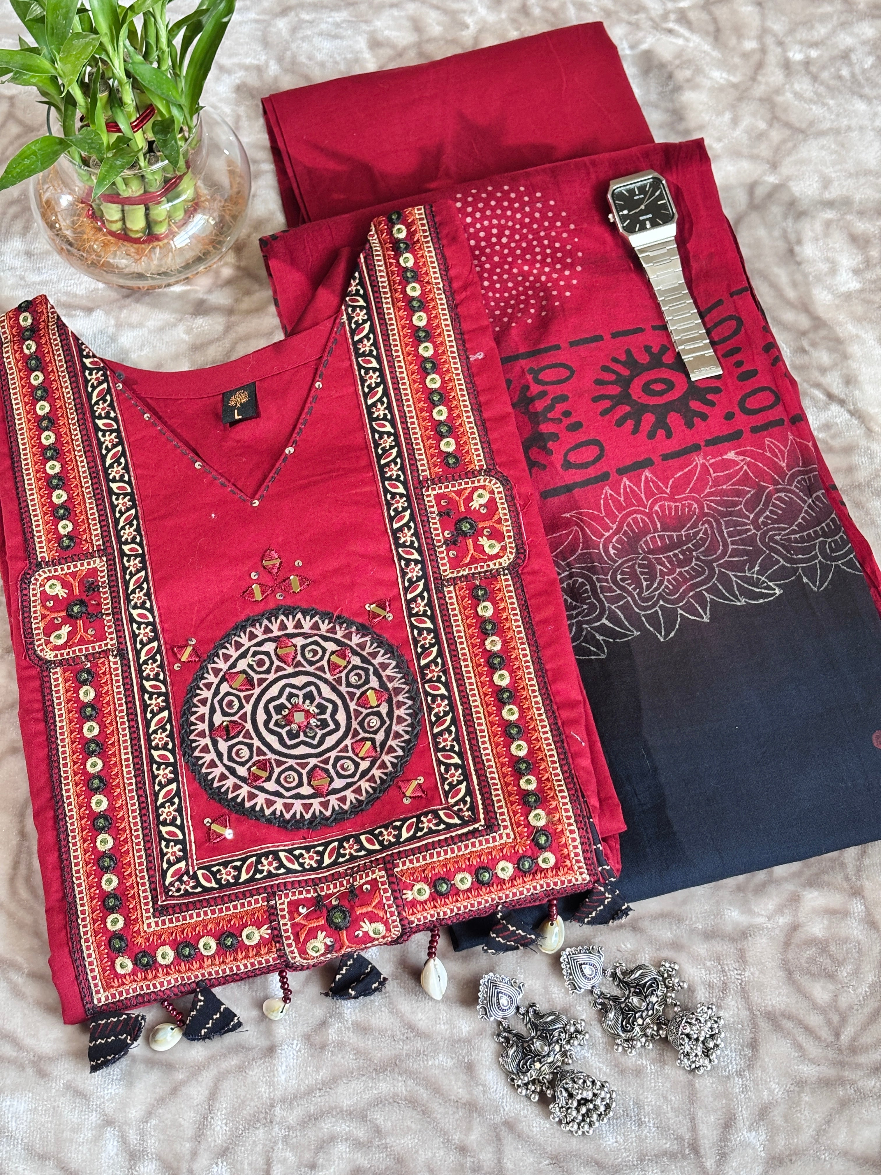 Mrida: Mirror Work Kurta Palazzo Set