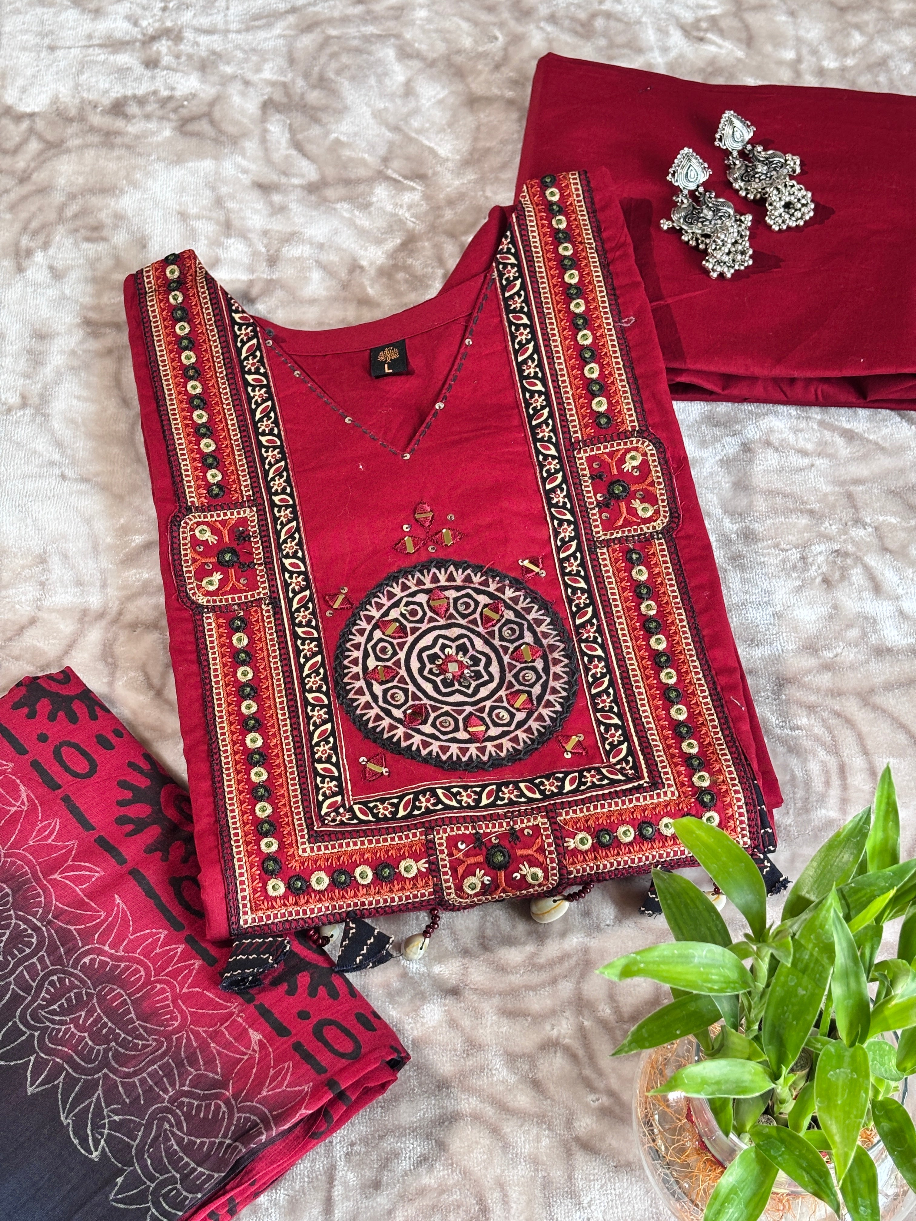 Mrida: Mirror Work Kurta Palazzo Set
