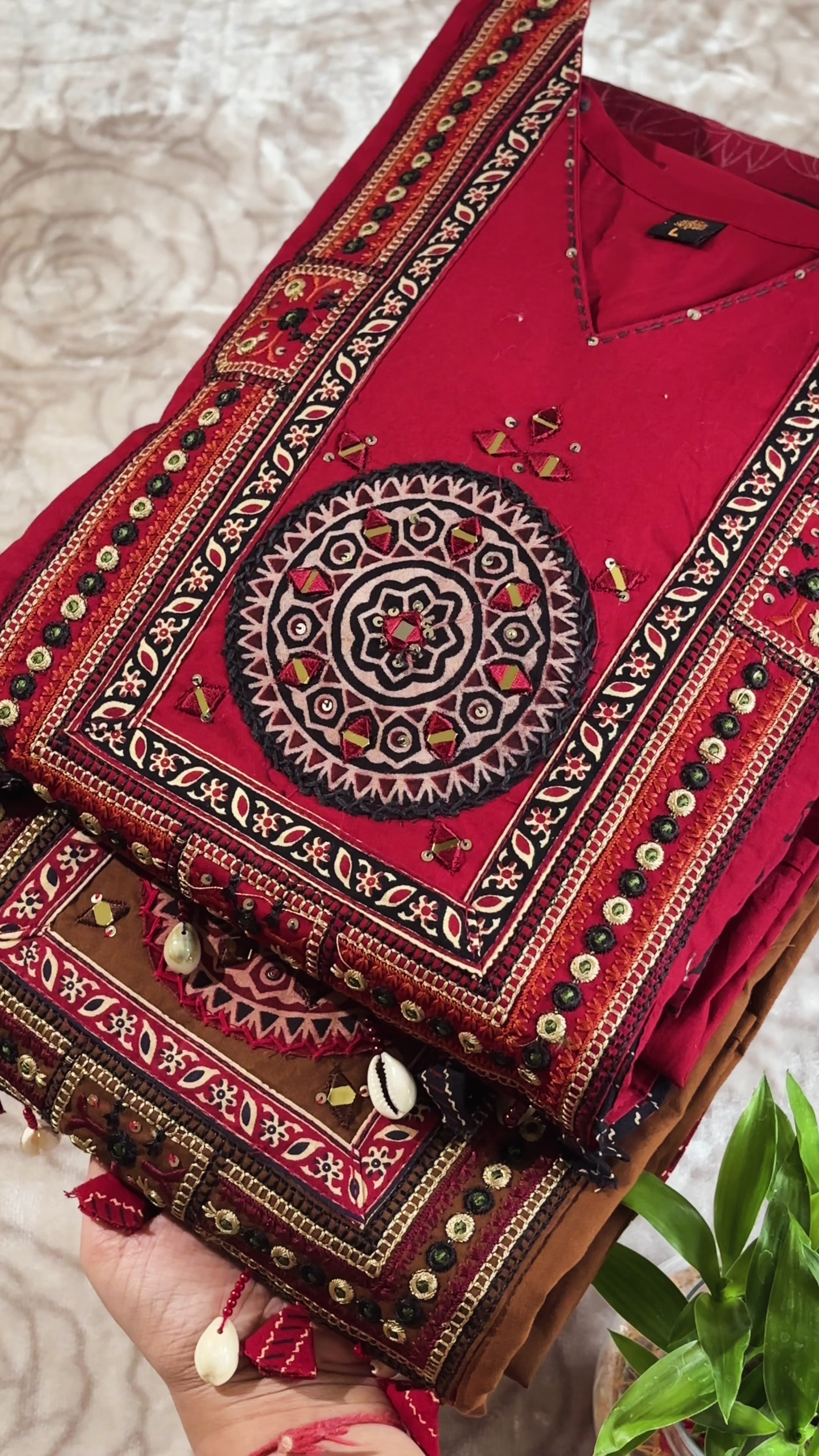 Mrida: Mirror Work Kurta Palazzo Set